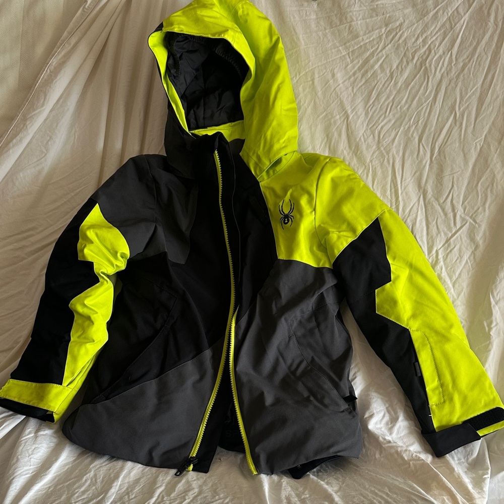 Spyder Kids Bright Yellow and Black Ski Jacket